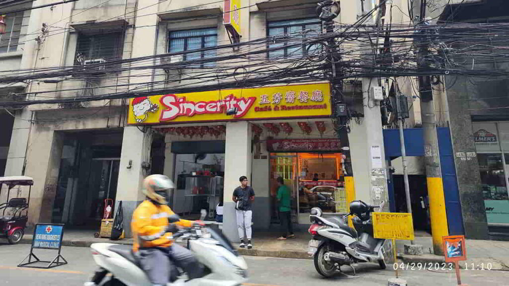 picture of sincerity restaurant, restaurant in chinatown manila